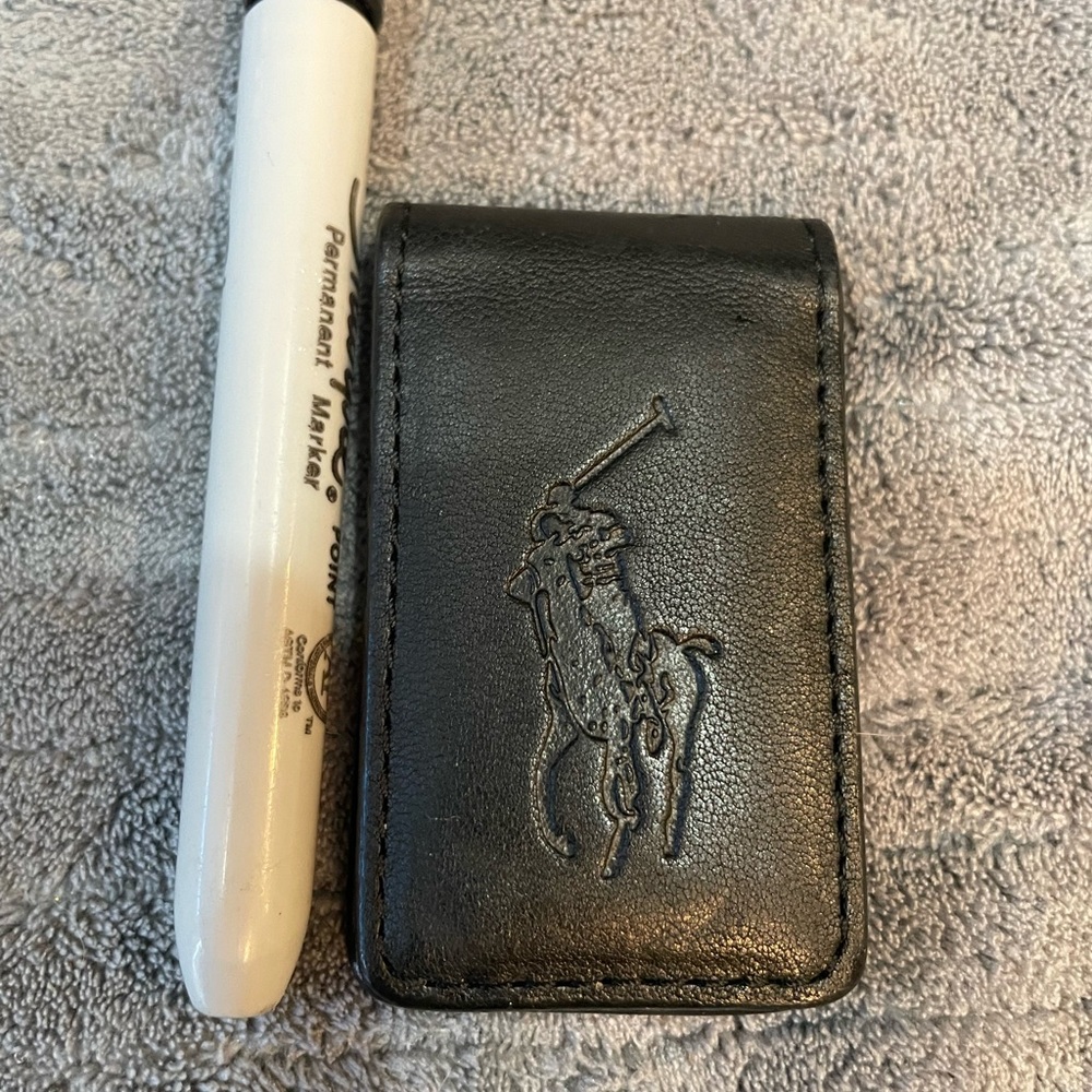 Ralph Lauren Polo Magnetic Black Leather Money Clip - Picture 3 of 4